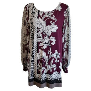 ALFANI TUNIC W/SHEER LONG SLEEVES SZ M